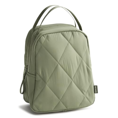 Vera Bradley Women's Featherweight Lunch Bag – Insulated Quilted Lunch Tote for Beach, Travel & Work – Deep Lichen Green