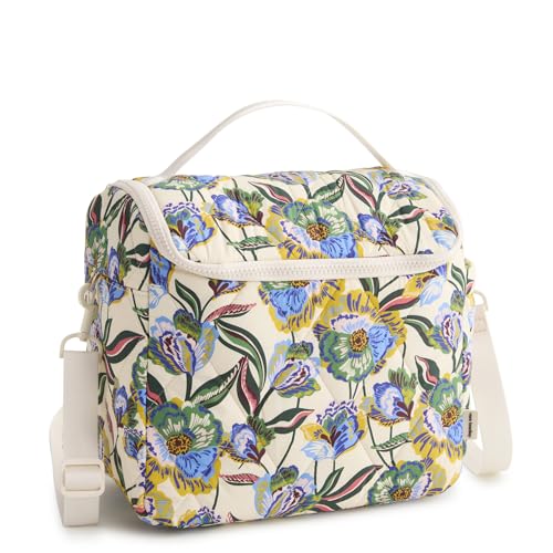 Vera Bradley Women's Featherweight Lunch Crossbody Bag – Insulated Quilted Shoulder Tote Gardenia Garden