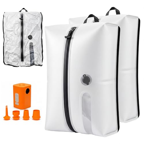 Travel Vacuum Bags with Pump, 18L Carry On Size Vacuum Compression Bags for Travel, Reusable Space Saver Luggage Vacuum Seal Kit with Rechargeable Electric Pump，white Set (2-Pack) white 2 Pack-white