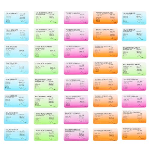 40 Pieces Suture Material Refill for Surgical Suture, Ideal Suture Exercise Thread for Students, Gift for Medical Students, Veterinary Students and Nurses