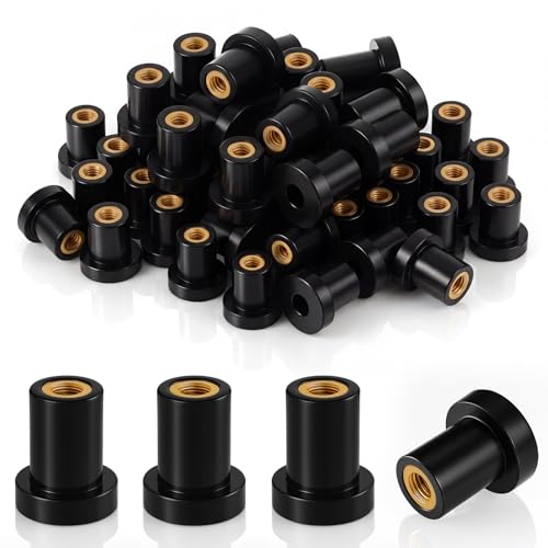 40 Pcs 1/4"-20 x 3/4" Rubber Well Nuts with Brass Inserts 40 1/4"-20 x 3/4"
