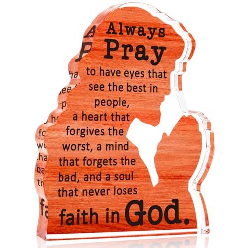 Christian Gifts for Women Men Always Pray Jesus Acrylic Sign Prayer Decor