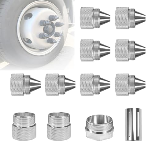 Torquizo cone-shaped sealed-end lug nuts, 1.375 x 24, chrome aluminum stainless steel for heavy-duty trucks