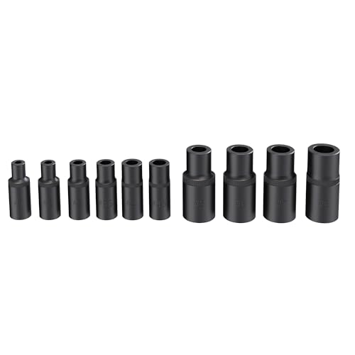 CCLIFE Tap Socket Set 10 Pieces Chrome Vanadium Steel 6.3 mm / in in (1/4 Inch) & 10 mm / in in (3/8 Inch) with Magnet for M1.5-M14 | Secure hold | 1/4 inch & 3/8 inch ratchets | slim design up to 40 mm | Cr-V steel | rust resistant surface | rail