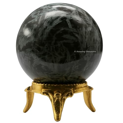 Amazing Gemstone Flower Stone Crystal Ball with Stand - 1.5 Inches Crystal Sphere Meditation Balls for Witchcraft and Decorative Balls