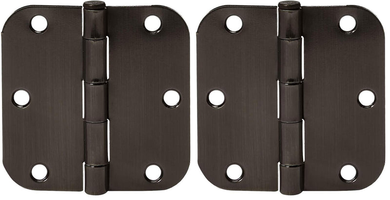 Amazon Basics Rounded 5/8 Radius Interior Door Hinges with Screws, 3.5" x 3.5", Oil Rubbed Bronze, 36-Pack 36 Pack ברונזה משוחה בשמן