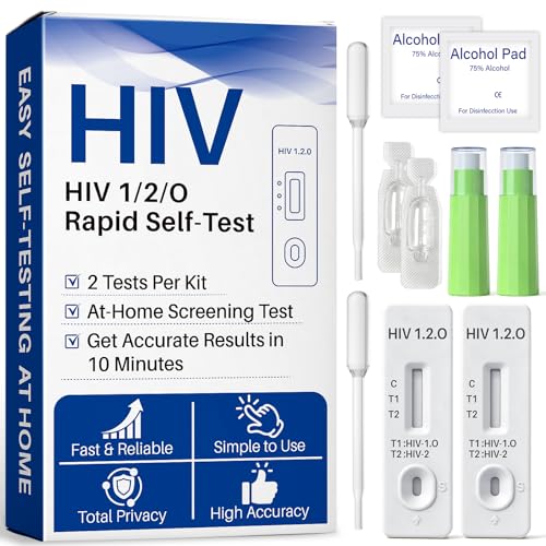 2 x HIV Quick Test for Home - Discreet HIV Self Test with Result in 10 Minutes - Detects HIV-1, HIV-2 & Subtype O