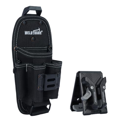 Black MELOTOUGH 7-pocket small tool pouch with quick-release belt clip