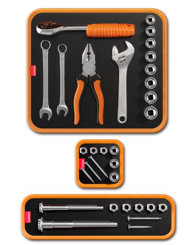 DEHOYI 3-piece flexible magnetic tool mat set with L, M and S trays for organizing screws, nuts and metal parts