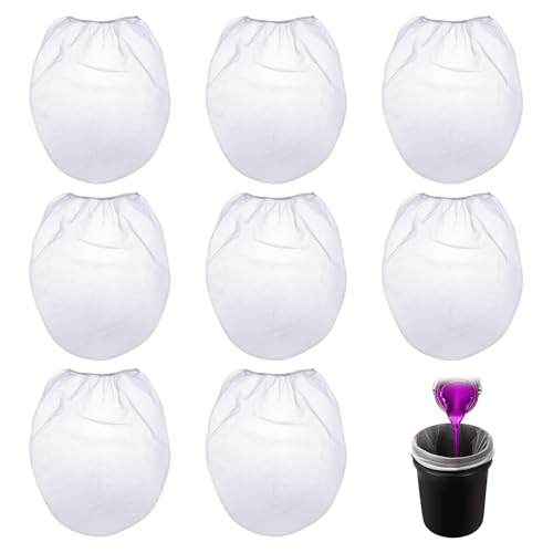 Pack of 8 Paint Filter Paint Strainers, 1 Gallon Paint Strainer Bag of Liquids, White Fine Mesh Mesh Bucket Strainer, Mesh Elastic Strainer Bags, for Paint Gardening