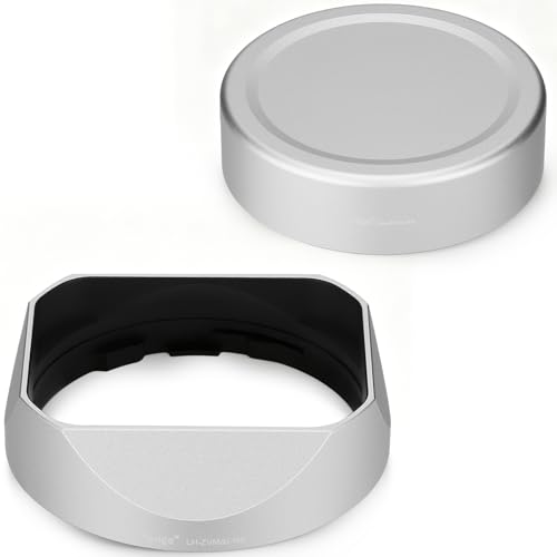 Hagoe Metal Square Lens Hood with Cap for Voigtlander Nokton 28mm F1.5 35mm F1.4 40mm F1.4 VM for Zeiss 2/50 Biogon T* 2/35 ZM Lenses, 43mm UV Compatible,Replaces Bayonet LH-6,Silver Silver