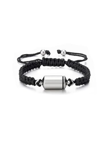 Zysta Cremation Urn Bracelet for Ashes Adjustable Rope Cylinder Urn Bracelet Bangle for Ashes for Men Women Stainless Steel Memorial Keepsake Rope Braided Bracelet Jewelry Silver