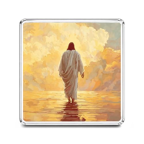 Jesus Heaven Acrylic Plaque 4.0x4.0 Inch, Christian Religious Acrylic Block Sign, Inspirational Faith Desk Decor, Bible Artwork Gift for Women Men, Spiritual Home Office Decoration Jesus Heaven
