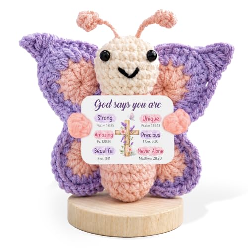 Christian Gifts for Women - Religious Catholic Spiritual Faith Birthday Gifts for Mom, Sister, Daughter, Coworker, Friends - God Says You Are Positive Crochet Butterfly Decorations Style 1