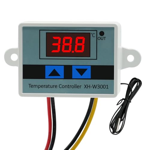 Digital LCD Display Temperature Controller XH-W3001, DC 12V 120W Thermostat Switch with Waterproof Probe Microcomputer Thermostat