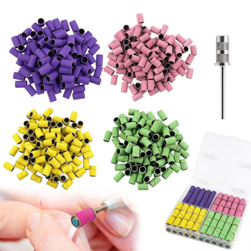 120 Stück Schleifhülsen Nagelfräser, 4 Farben farbcodierte Schleifkappen, universelle Aufsätze für elektrische Nagelfeile Nail Drill, Schleifbänder für Maniküre Pediküre Gelnägel Naturnägel