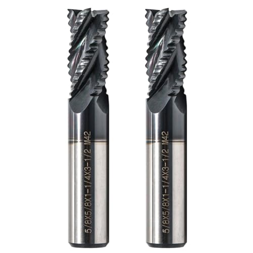 SEFHLI 4-flute M42 cobalt HSS roughing end mill set, 5/8-inch AlTiN-coated cutters