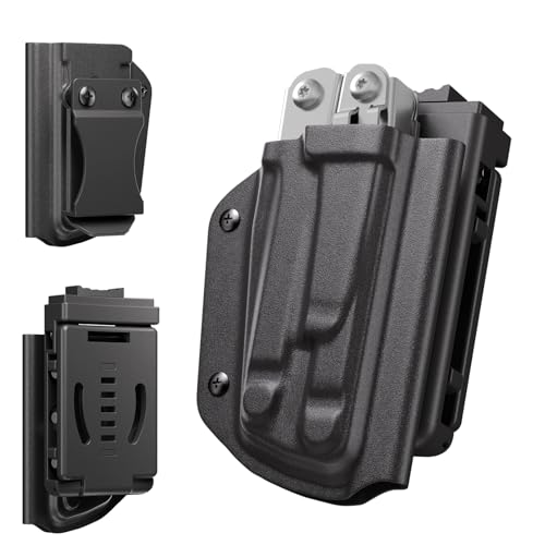 Black Kydex multitool sheath for Leatherman Wingman and Sidekick with two belt clips