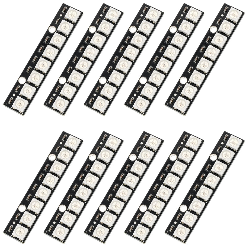 WS2812 RGB LED Module 8 Bit, 5050 LED Stick 5 V with Integrated Driver, Addressable RGB Light Strip for Arduino Raspberry Pi ESP32, DIY Electronics Model Making Lighting Pack of 10