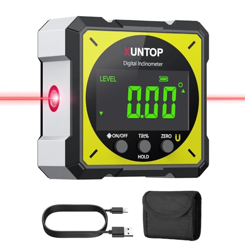 XUNTOP digital angle finder with Class 2 laser, compact line laser measuring tool