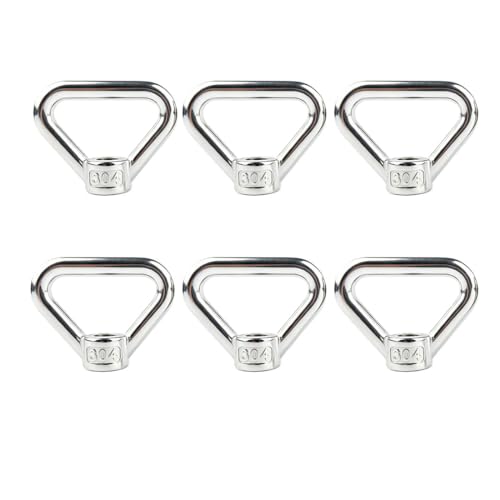 6 Pack M12 Lifting Eye Nut 1/2" Ring Triangle Shape Thread 304 Stainless Steel Eye Bolt Nuts M12-1/2"