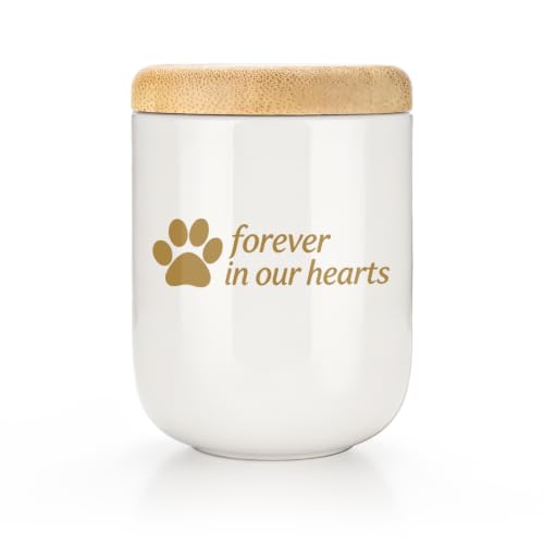 Ceramic Pet Urn for Cat Dog Ashes for Memorial Handmade Small Cat Dog Urn White Paw Print