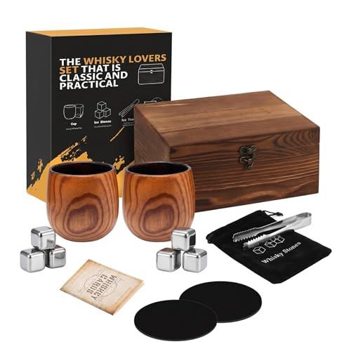 Charred Wooden Bourbon Drinking Glass, Wooden Whiskey Glasses Set of 2