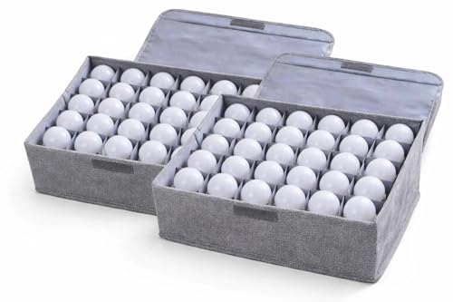 2 Pcs Light Bulb Storage 0rganizer, Christmas Light Storage Keep 30 Capacity Light Bulb Foldable Organizer with Lid Sturdy PP Board Fits Various Balls Standard Bulbs for Xmas Holiday