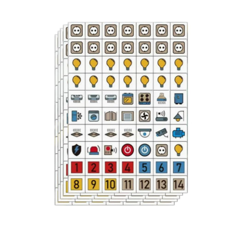5-Pack (350pcs) Circuit Breaker Index Label Sticker Set – Switch Label Stickers with Practical Patterns for Easy Identification in Electrical Boxes, Ideal for Home and Office Use