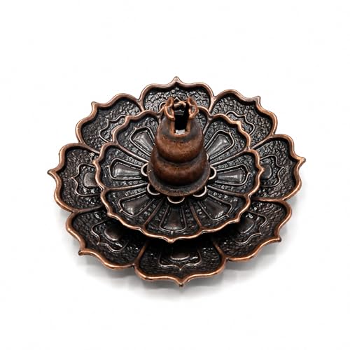 Incense Holder for Sticks, 3-in-1 Lotus and Gourd Incense Burner with Detachable Ash Catcher, Spiritual Japanese Decor for Yoga and Meditation Small