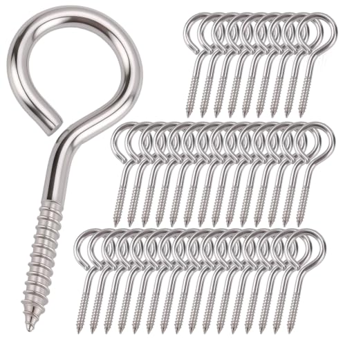 40 pack exsulity M5 304 stainless steel screw eyes, 2.56-inch heavy-duty eye screws