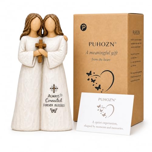Christian Gifts for Women, Religious Gifts for Women Always Connected Forever Blessed Religious Keepsake Prayer Partner Pastor Church Friend Sister Gift Sculpted Hand-Painted Figurine sisters