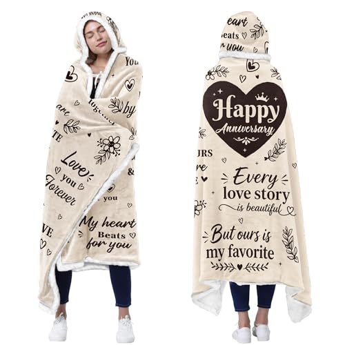 Vprintes Happy Anniversary Wearable Blanket - Gifts for Wife Her on Anniversary