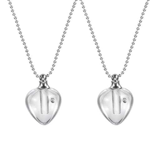 HARFINGTON Vial Necklace Stainless Steel Glass Heart Shaped Perfume Bottle 5