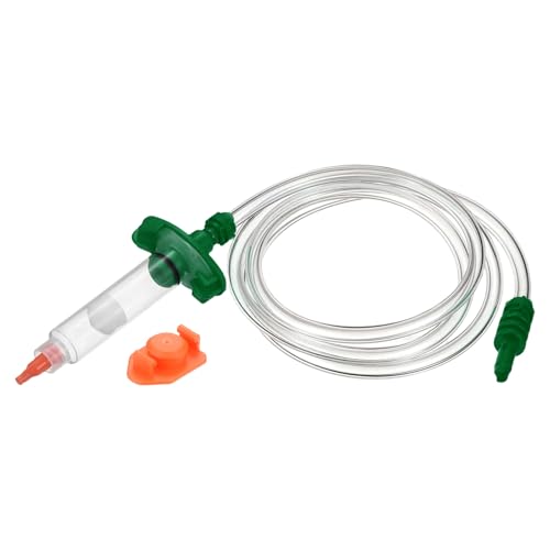 uxcell 5cc glue dispenser syringe kit with clear air tubing, connector adapter, piston, end cap and top hat, green