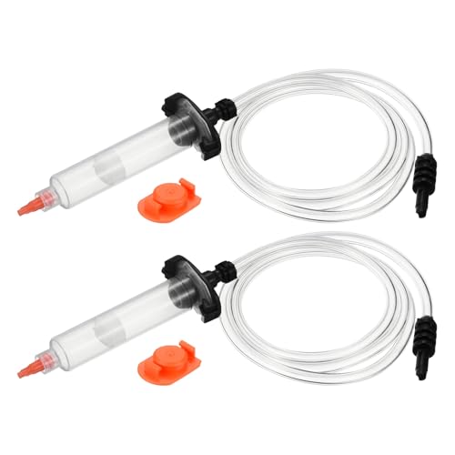 uxcell 2Pcs 10cc Air Tubing Glue Dispenser Syringes Kit, Syringes Connector Adapter Plastic Clear Tube Sleeve with Piston, End Cap, Top Hat for Industrial Glue Liquid Dispensing, Black