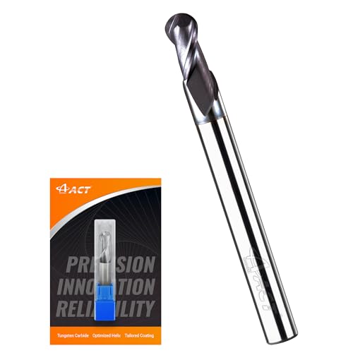 A ACT ACCU-CUT 3/8-inch carbide ball nose end mill, 2-flute long shank CNC router bit with AlTiCrN coating