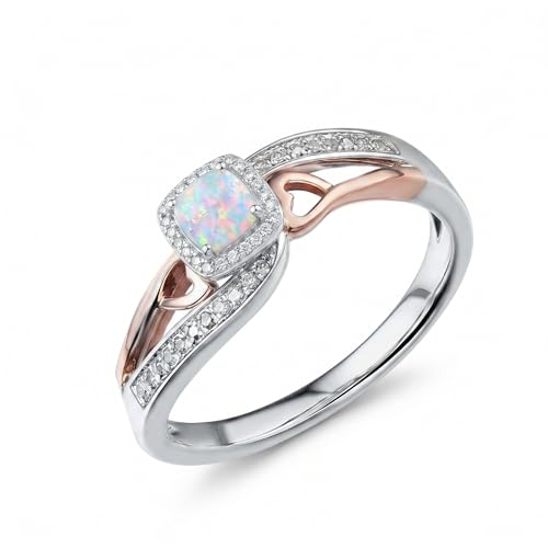 Cremation Urn Ring for Women 18K White Gold Plated Cremation Ring Memorial Ashes Keepsake Jewelry Gifts for Women Opal 9