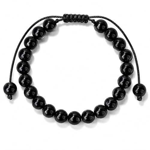 Black Obsidian Bracelet for Men Women Natural Stone Beaded Bracelet Adjustable Handmade Crystal Bracelet Protection Inspired Jewelry Gift