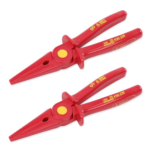 CRIPOP 1000V insulated plastic needle-nose pliers, 9-inch 2-pack displayed together