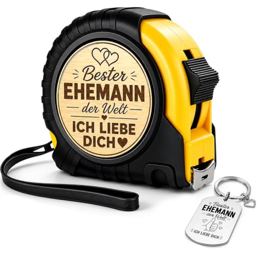 Anniversary Gift for Him, Best Husband in the World, Tape Measure 5 m with Key Ring, Wedding Anniversary Gifts for Men, I Love You Gifts for Men, Husband Birthday Gift