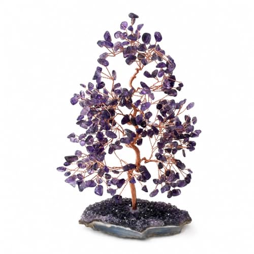Authentic Amethyst Crystal Tree with Raw Amethyst Base Purple