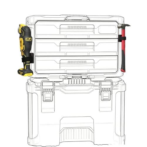 AIYULONG tool holder with straps for Milwaukee Packout toolbox, black tool holsters shown from front view