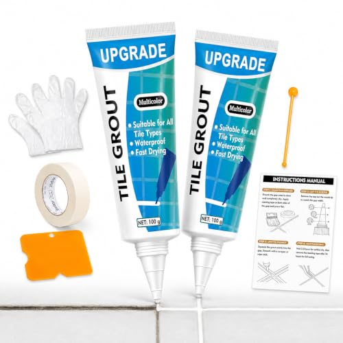 Tile Grout Repair Kit, 2 Pack White Grout Paint for Bathroom Shower Kitchen