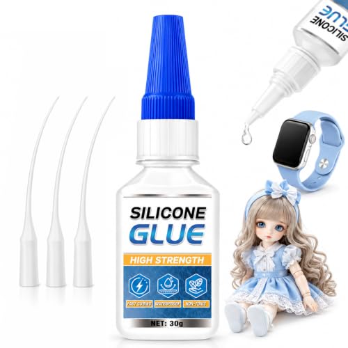 Vigorder clear silicone glue, 30g tube for flexible waterproof bonding of rubber, TPU, TPR and TPE