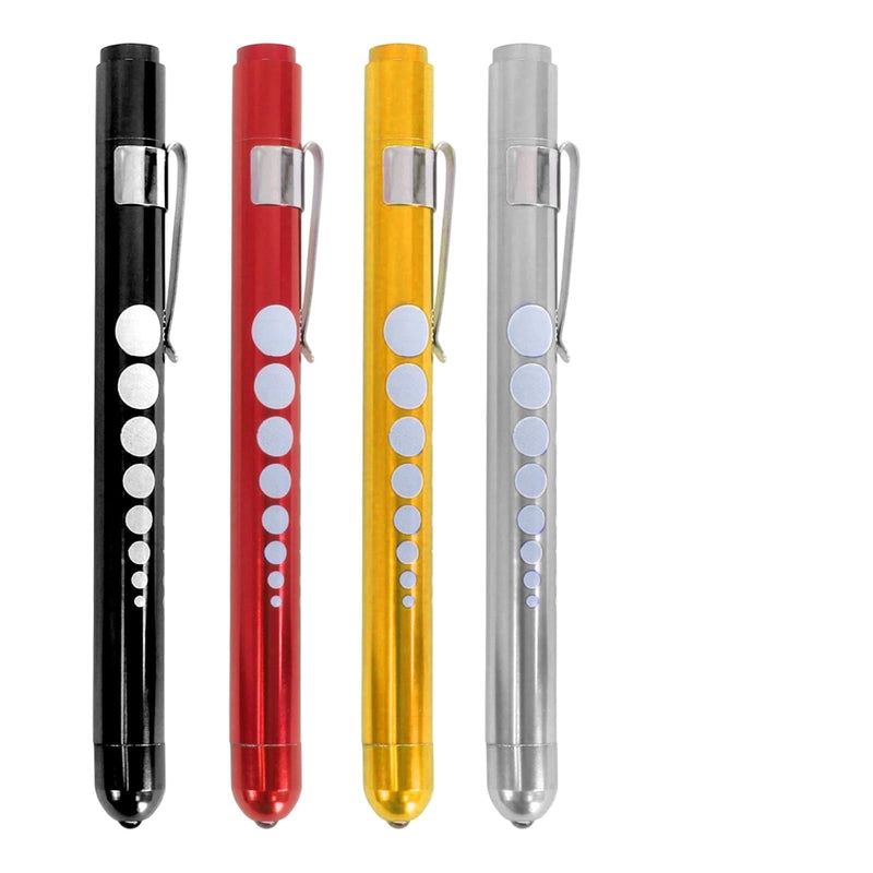 Pack of 4 Pupil Lights, Reusable LED Pen Lamp with Pupil Meter and Ruler, LED Pupil Meter Pupil Light Accessories (4 Colors)