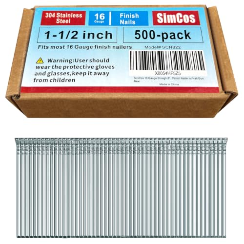 16 Gauge 304 Stainless Steel 1-1/2 Inch Finish Nails, 500-Pack 1-1/2"--500 pcs