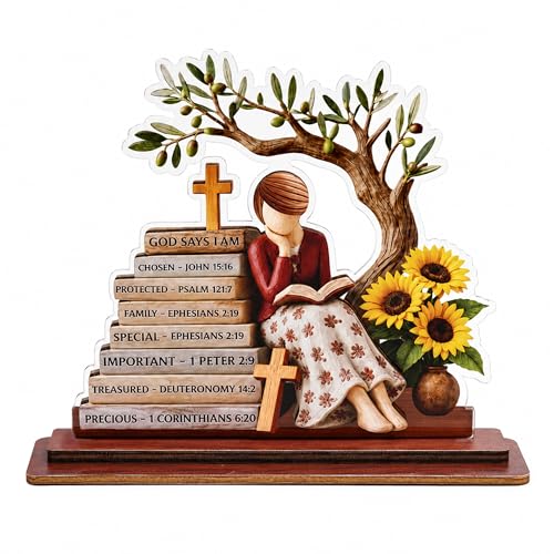 Religious Gifts for Women, God Says I Am Bible Verse Desk Decor for Her Kat-K- god says - ao do - hoa vang