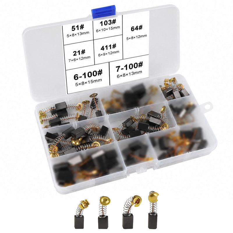 72 Carbon Brushes Motor Carbon Brushes Power Tool Carbon Brushes Replacement 7 Sizes | UYUYong Motor Carbon Brushes Carbon Brushes with Spring for Electric Motor, Hammer Drill Angle Grinder Many Power Tools