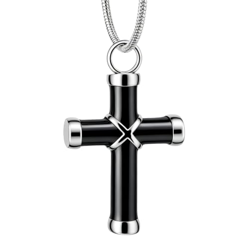 Ashes Urn Cross for Car Rear View Mirror Decor Stainless Steel Amulet Adult Men Christian Medal